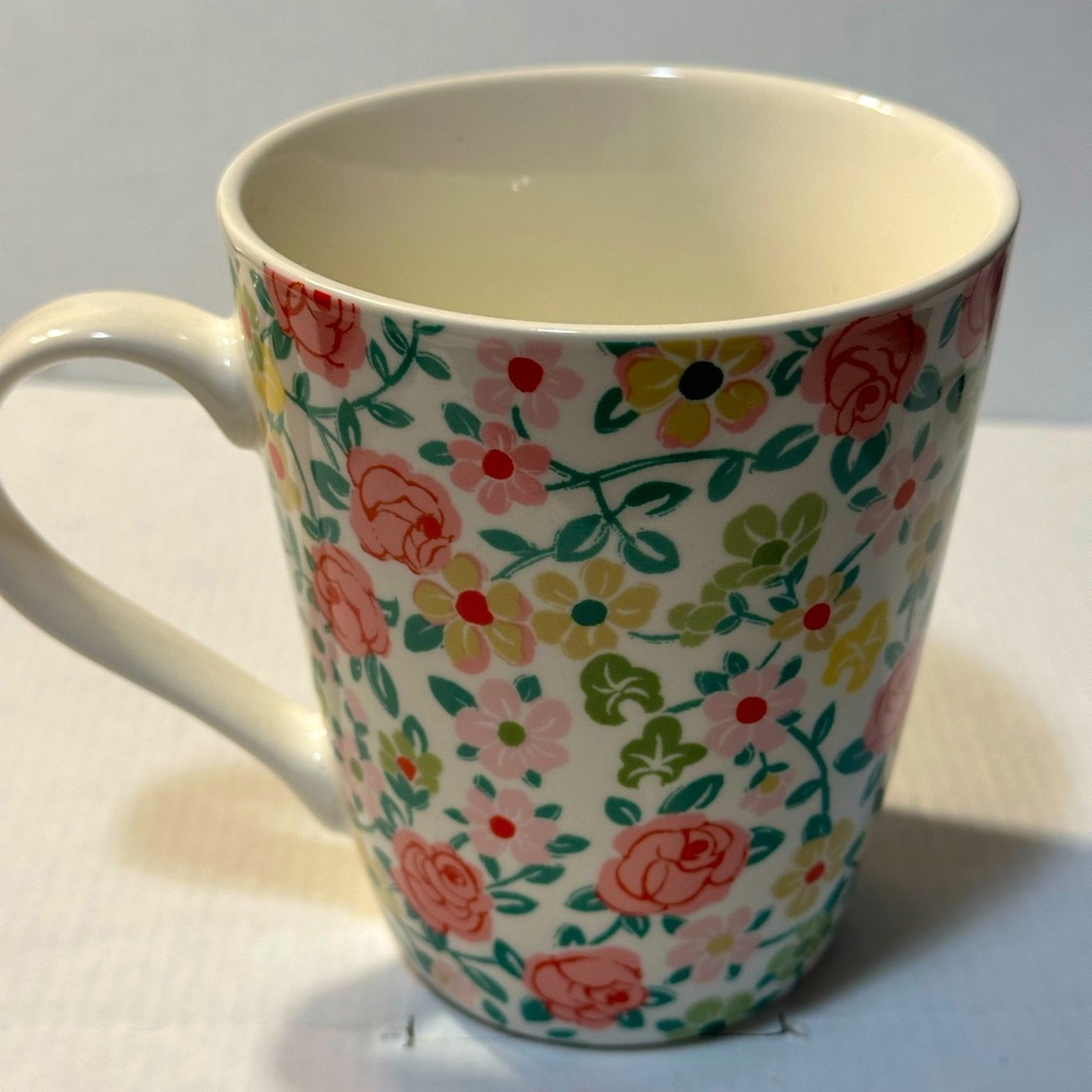 Cath Kidston London Coffee Cup Mug Floral Green,Pink and red.